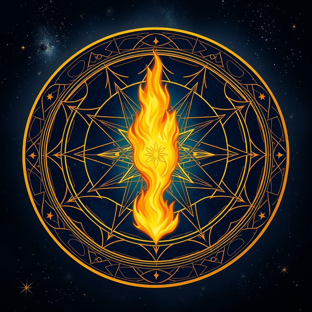 Знак Агни — золотое пламя в мандале